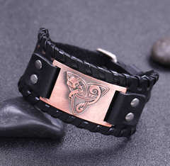 Antique Silver Fox Retro Leather Bracelet for Men