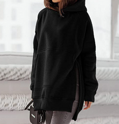 Hooded Pullover Solid Color Sweatshirt