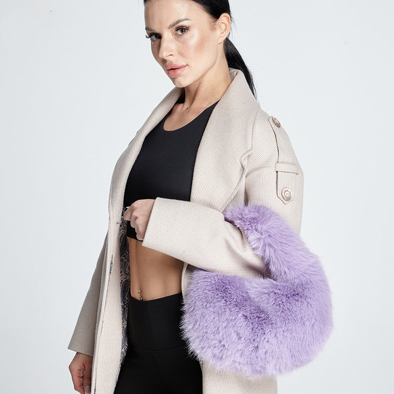 Imitation Fur Plush Tote Bag for Women