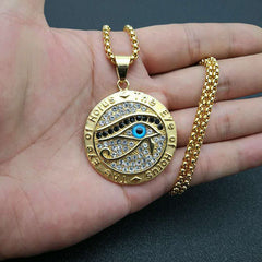 Hip Hop Jewelry: Gold-Plated Eye of Horus Pendant Necklace