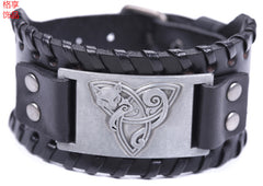 Antique Silver Fox Retro Leather Bracelet for Men