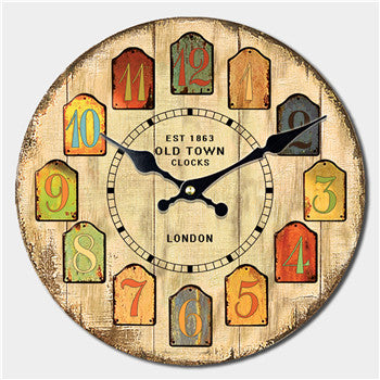 Retro Wooden Wall Clock - 16-Inch Silent Design