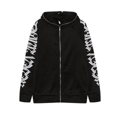 Women's Harajuku Star Print Zip Hoodie for Casual Wear
