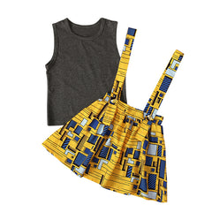 Girls' Summer Bohemian Style Sleeveless Dress Set