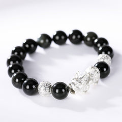 S925 Sterling Silver Obsidian Pixiu Bracelet - Versatile