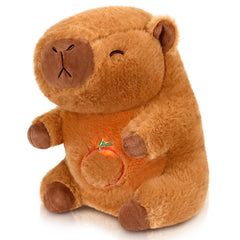 HyDren Breathing Stuffed Animal 9 inch Calming Soothers for Sleep Heartbeat Plush for Anxiety with Music Lights and Rhythmic Breathing Motion Anxiety Relief Portable Plush Sound Machine(Capybara)