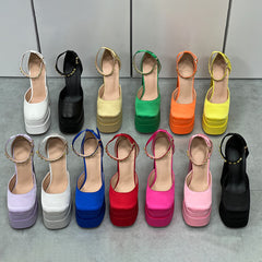 New High Heel Candy Color Platform Shoes for Parties