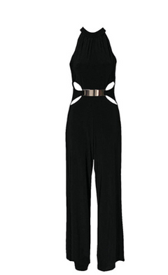 Black Long Sleeve High Neck Jumpsuit with Flared Pants
