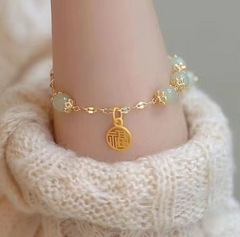 Double Layer Bracelet with Flower Transfer Beads