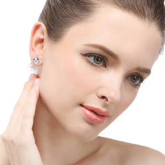 S925 Silver Rose Flower Stud Earrings for Women