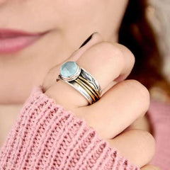Two-Color Retro Design Artistic Sapphire Ring